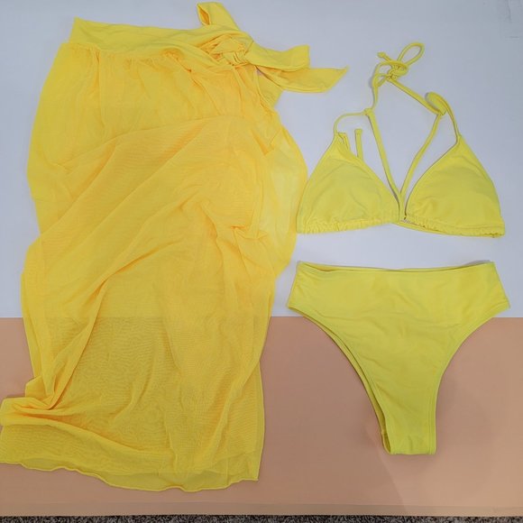 Womens 3 Piece Swimsuits Sexy Maxi Bikini Set with Sarongs Cover Ups Small NWOT - Picture 2 of 11